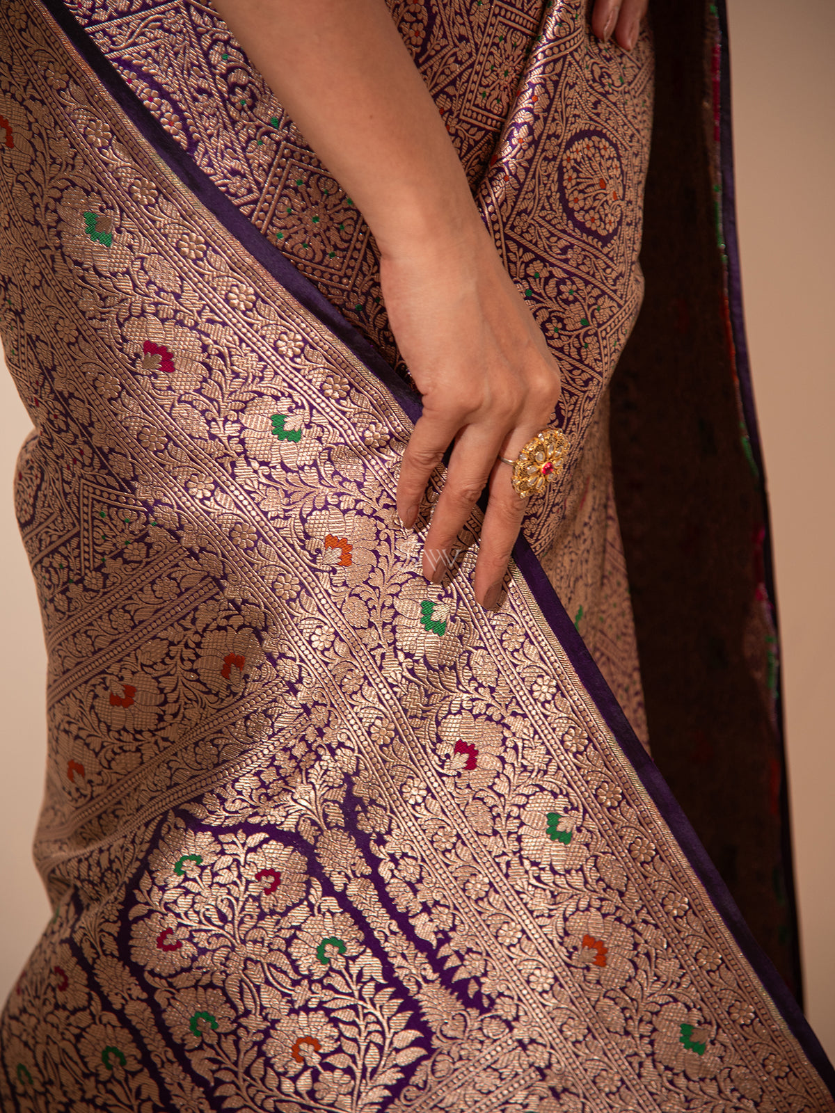 Purple Meenakari Brocade Handloom Banarasi Saree - Sacred Weaves