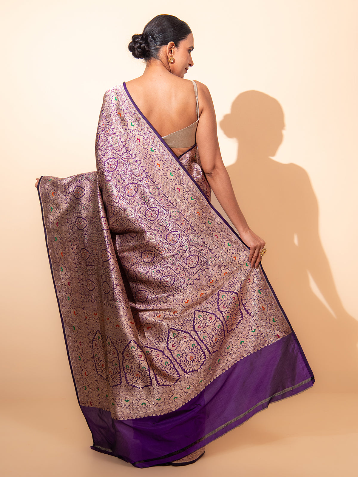 Purple Meenakari Brocade Handloom Banarasi Saree - Sacred Weaves