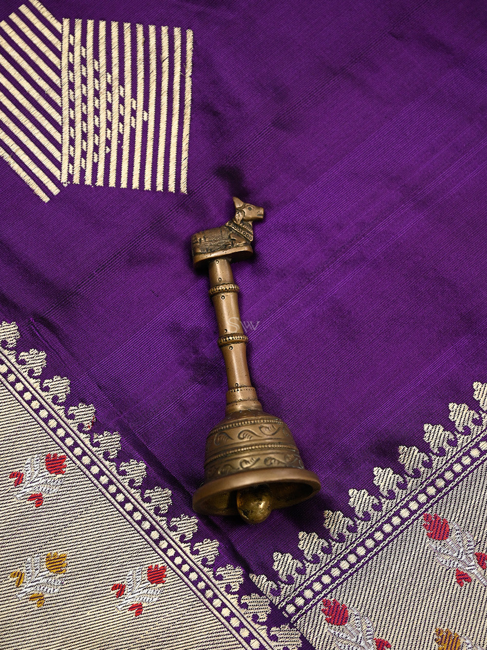 Purple Boota Katan Silk Handloom Banarasi Saree