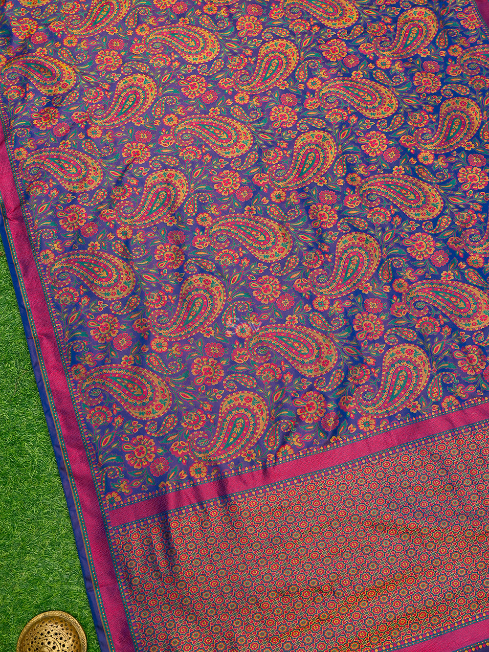 Blue Tanchoi Silk Handloom Banarasi Sare