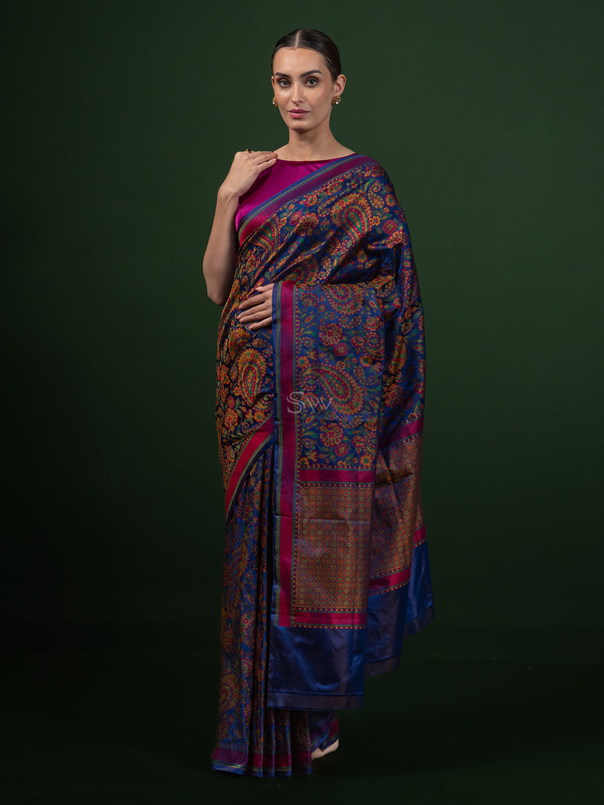 Blue Tanchoi Silk Handloom Banarasi Saree - Sacred Weaves