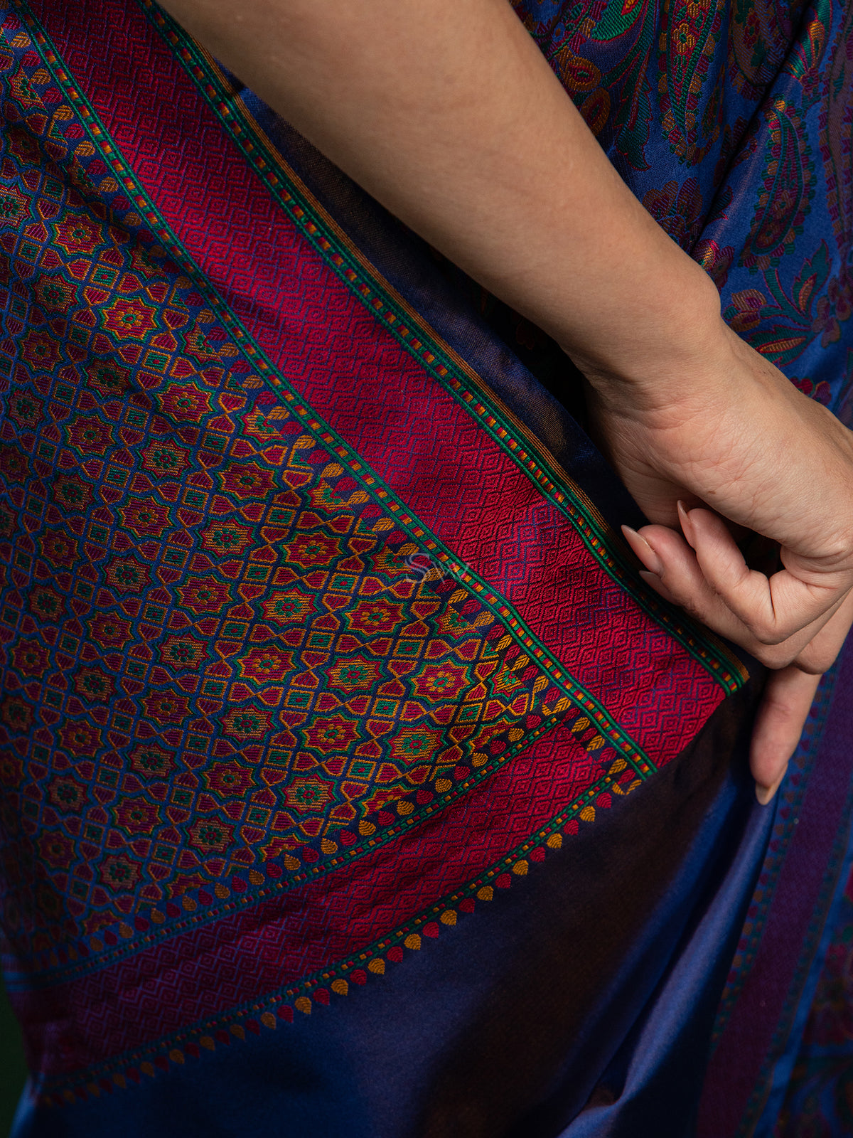 Blue Tanchoi Silk Handloom Banarasi Saree - Sacred Weaves