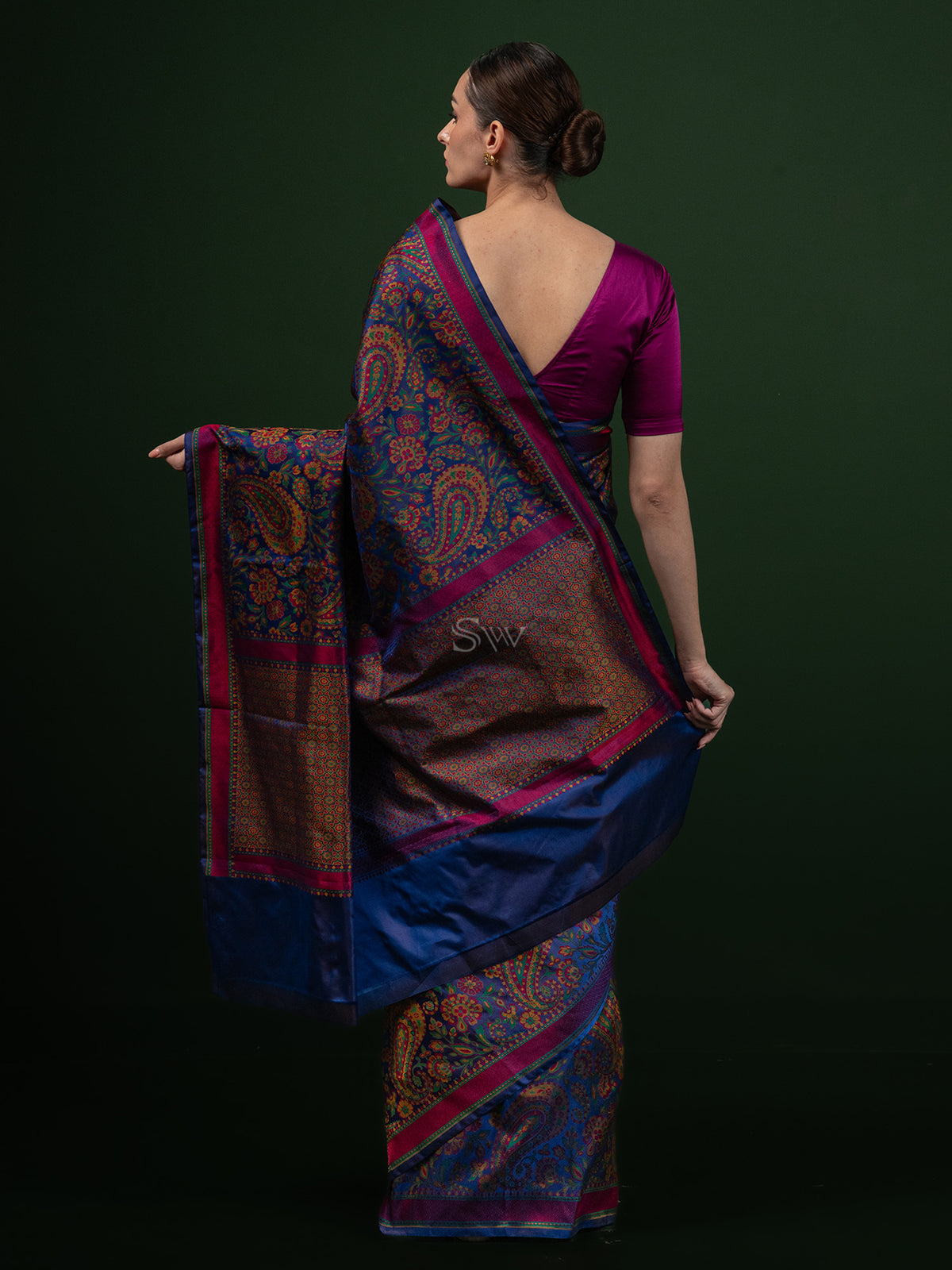 Blue Tanchoi Silk Handloom Banarasi Saree - Sacred Weaves