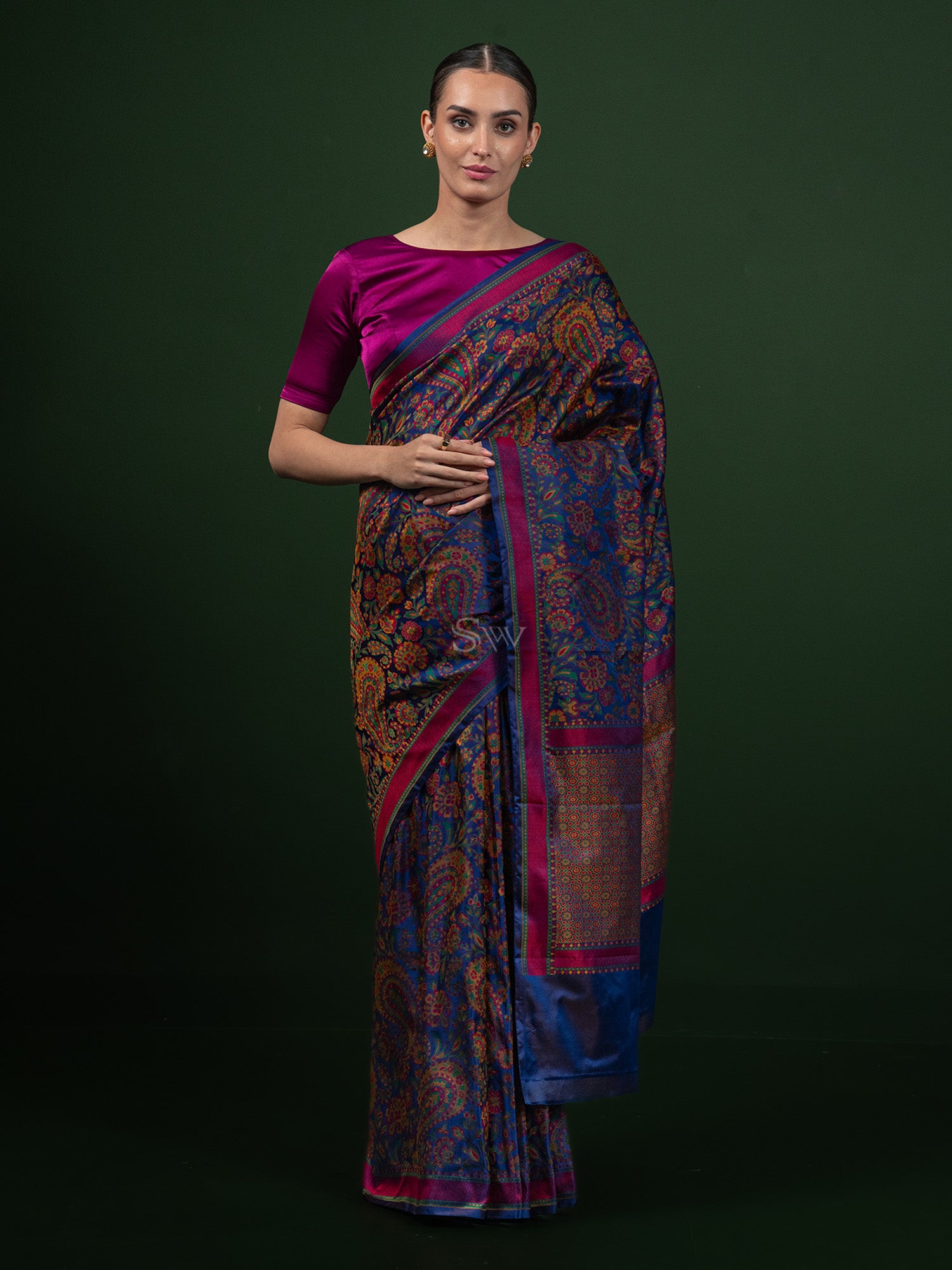 Blue Tanchoi Silk Handloom Banarasi Saree - Sacred Weaves