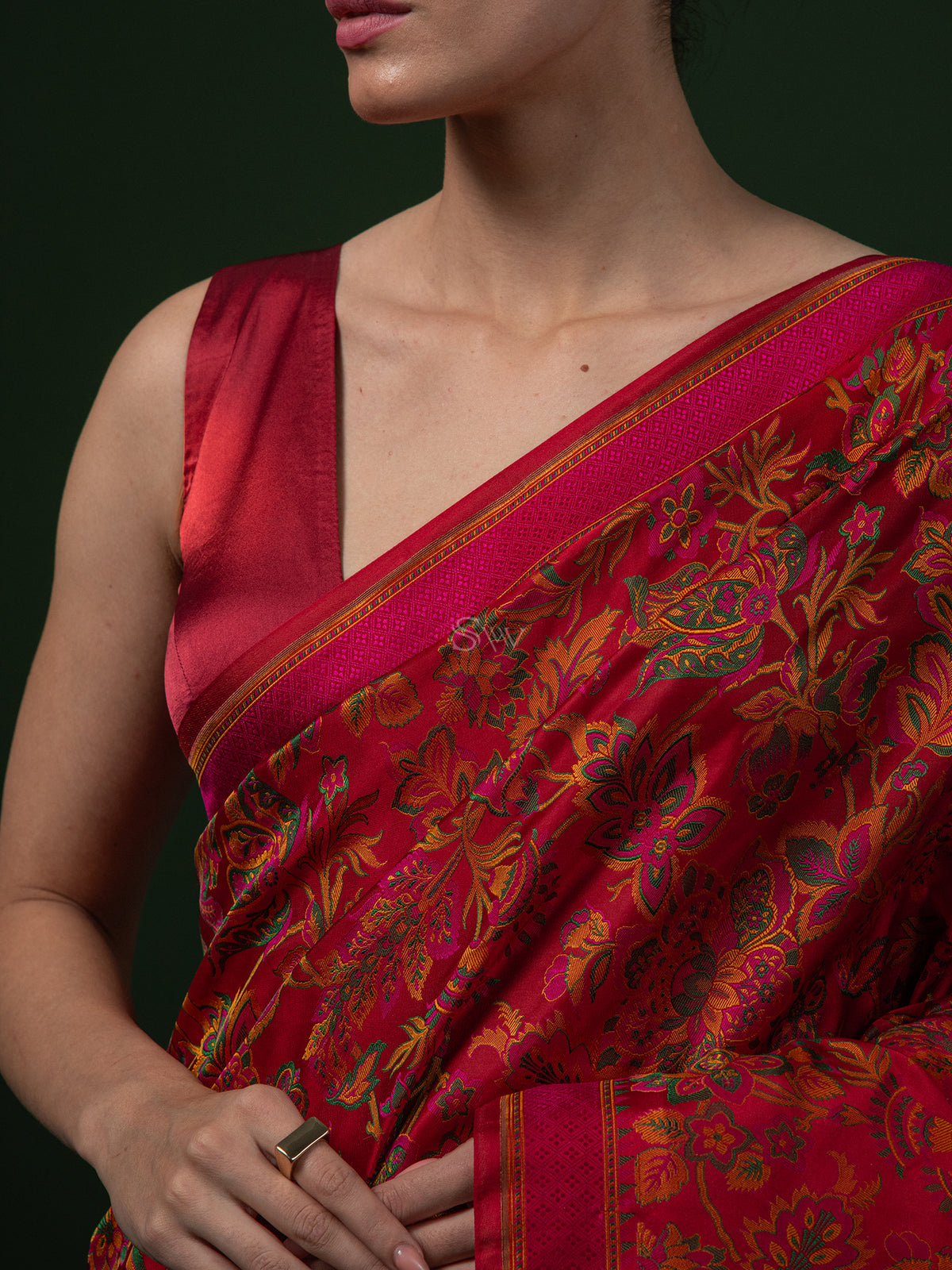 Red Tanchoi Silk Handloom Banarasi Saree - Sacred Weaves