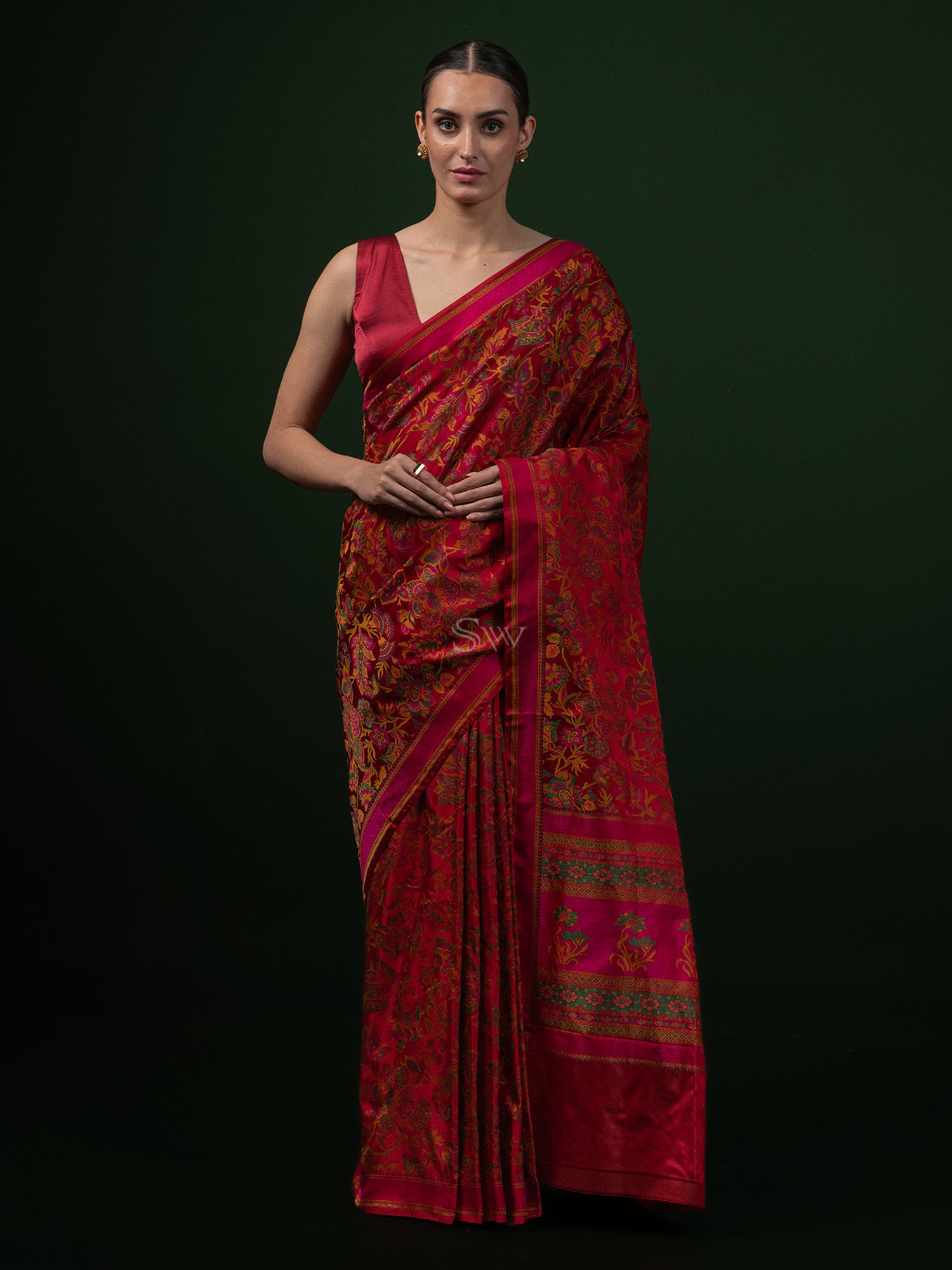 Red Tanchoi Silk Handloom Banarasi Saree - Sacred Weaves