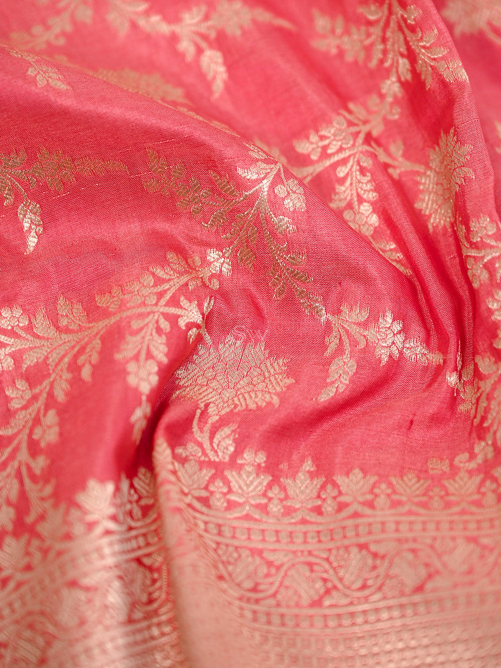 Pastel Pink Uppada Silk Handloom Banarasi Fabric - Sacred Weaves