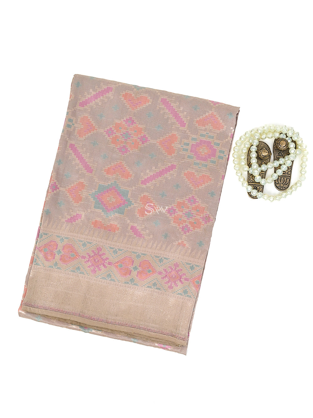 Dark Beige Tanchoi Katan Silk Handloom Banarasi Fabric