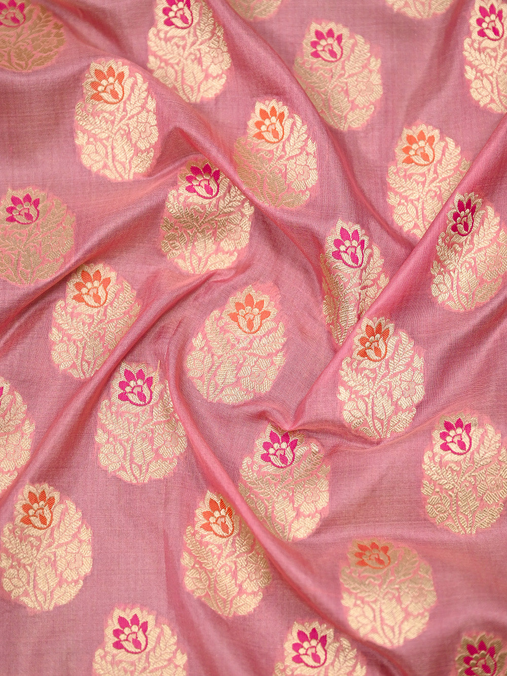 Peach Meenakari Booti Katan Silk Handloom Banarasi Saree