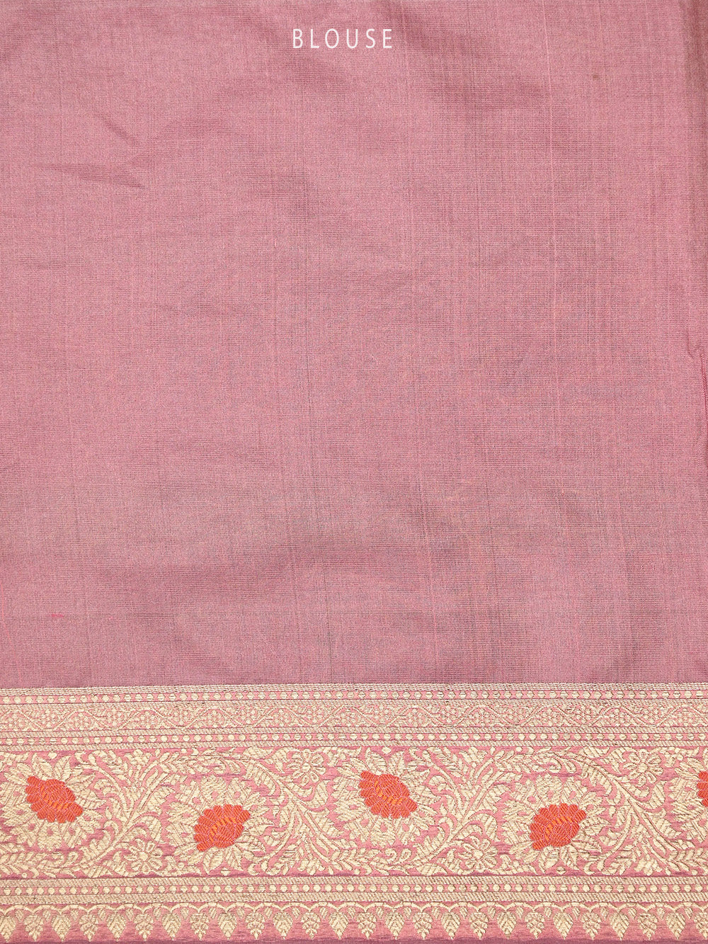 Peach Meenakari Booti Katan Silk Handloom Banarasi Saree