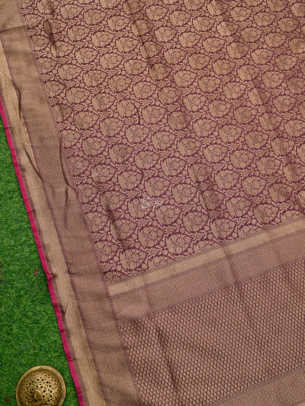 Wine Katan Silk Brocade Handloom Banarasi Saree