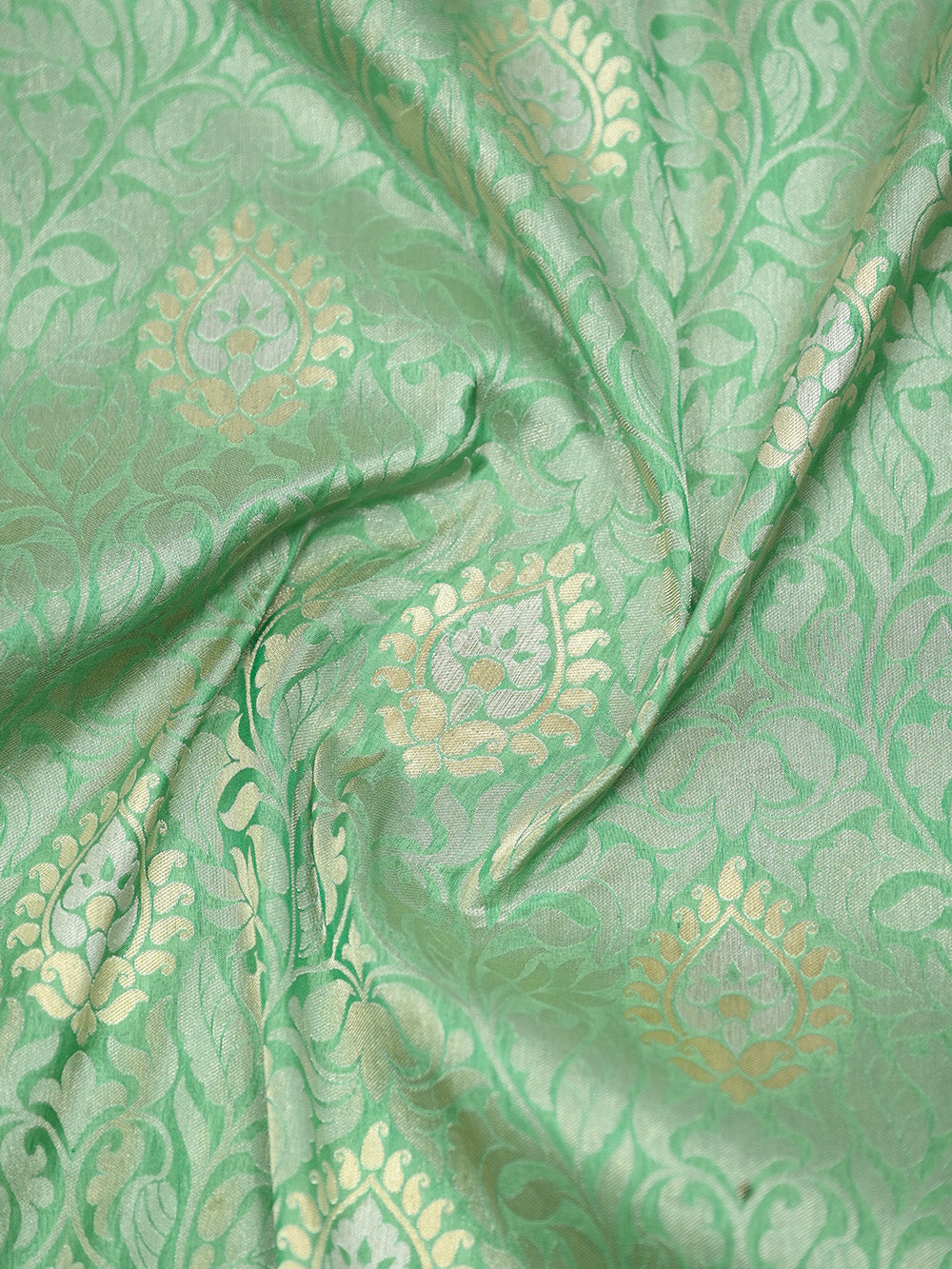 Sea Green Jaal Katan Silk Handloom Banarasi Saree