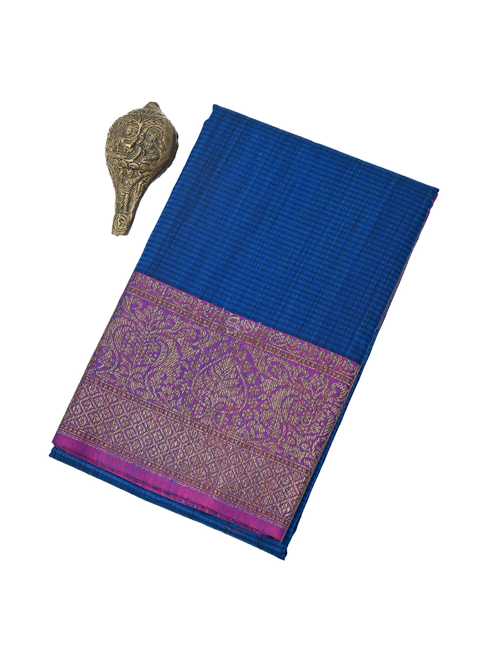 Midnight Blue Konia Dupion Silk Handloom Banarasi Saree