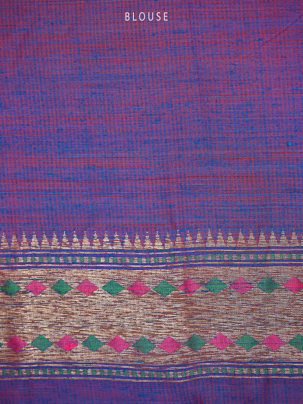 Midnight Blue Booti Dupion Silk Handloom Banarasi Saree - Sacred Weaves