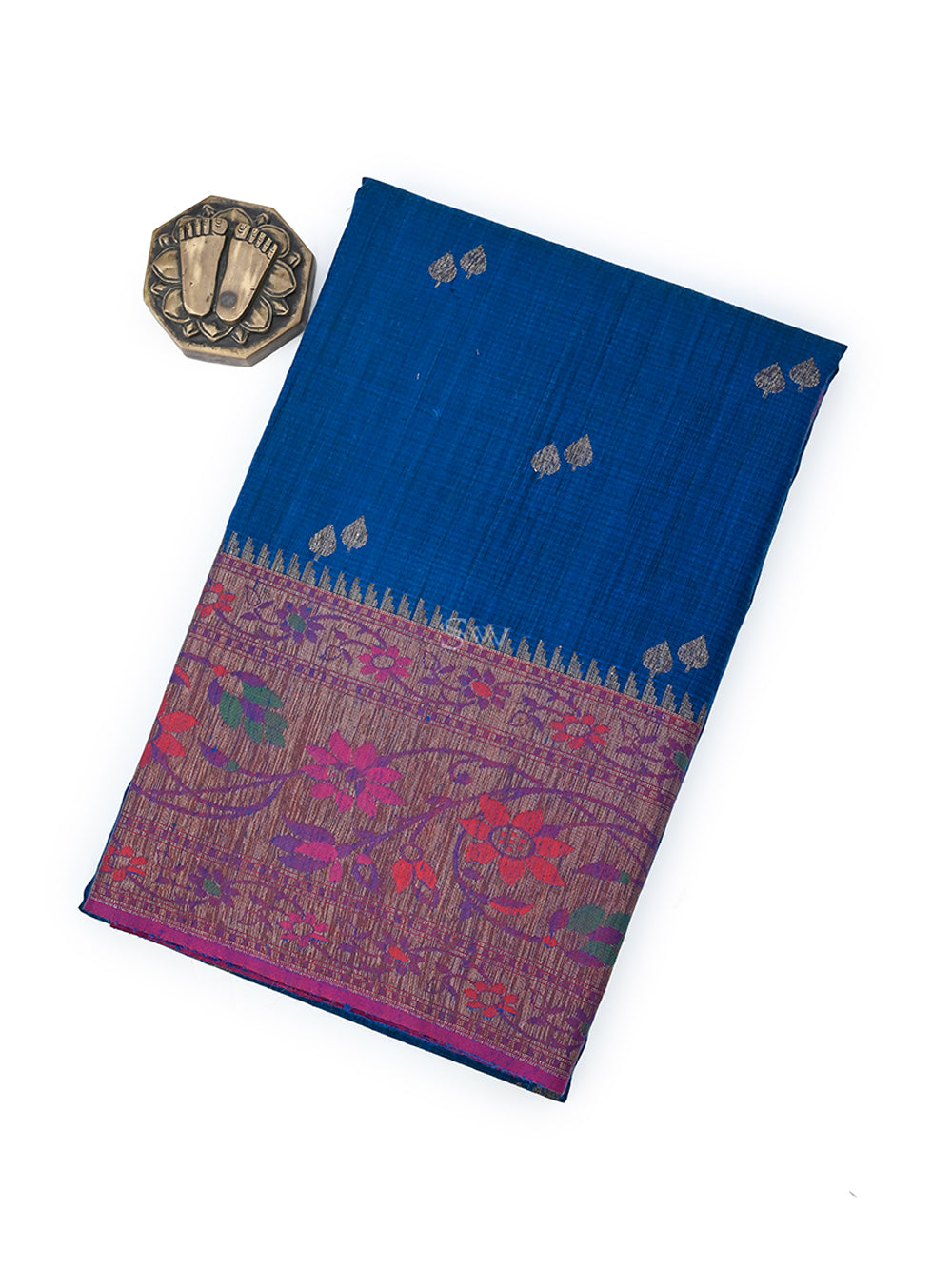 Midnight Blue Booti Dupion Silk Handloom Banarasi Saree