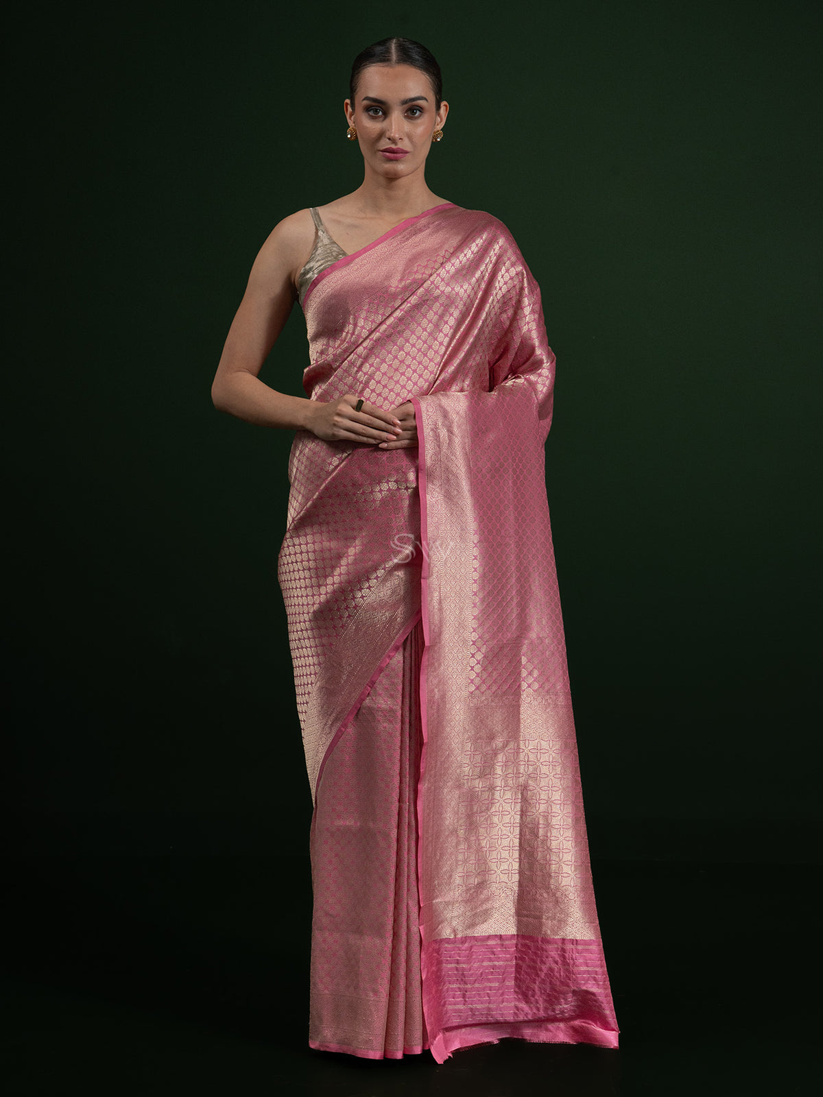 Pink Katan Silk Brocade Handloom Banarasi Saree - Sacred Weaves