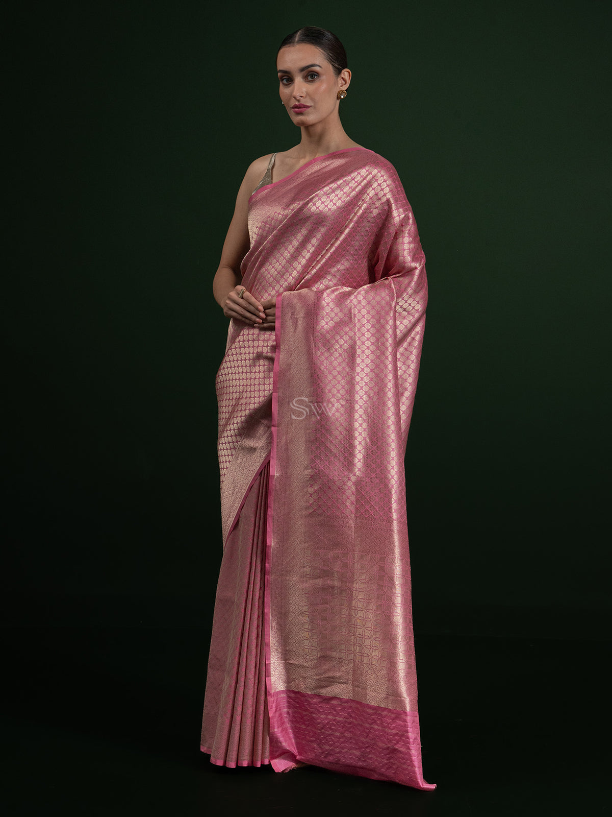 Pink Katan Silk Brocade Handloom Banarasi Saree - Sacred Weaves