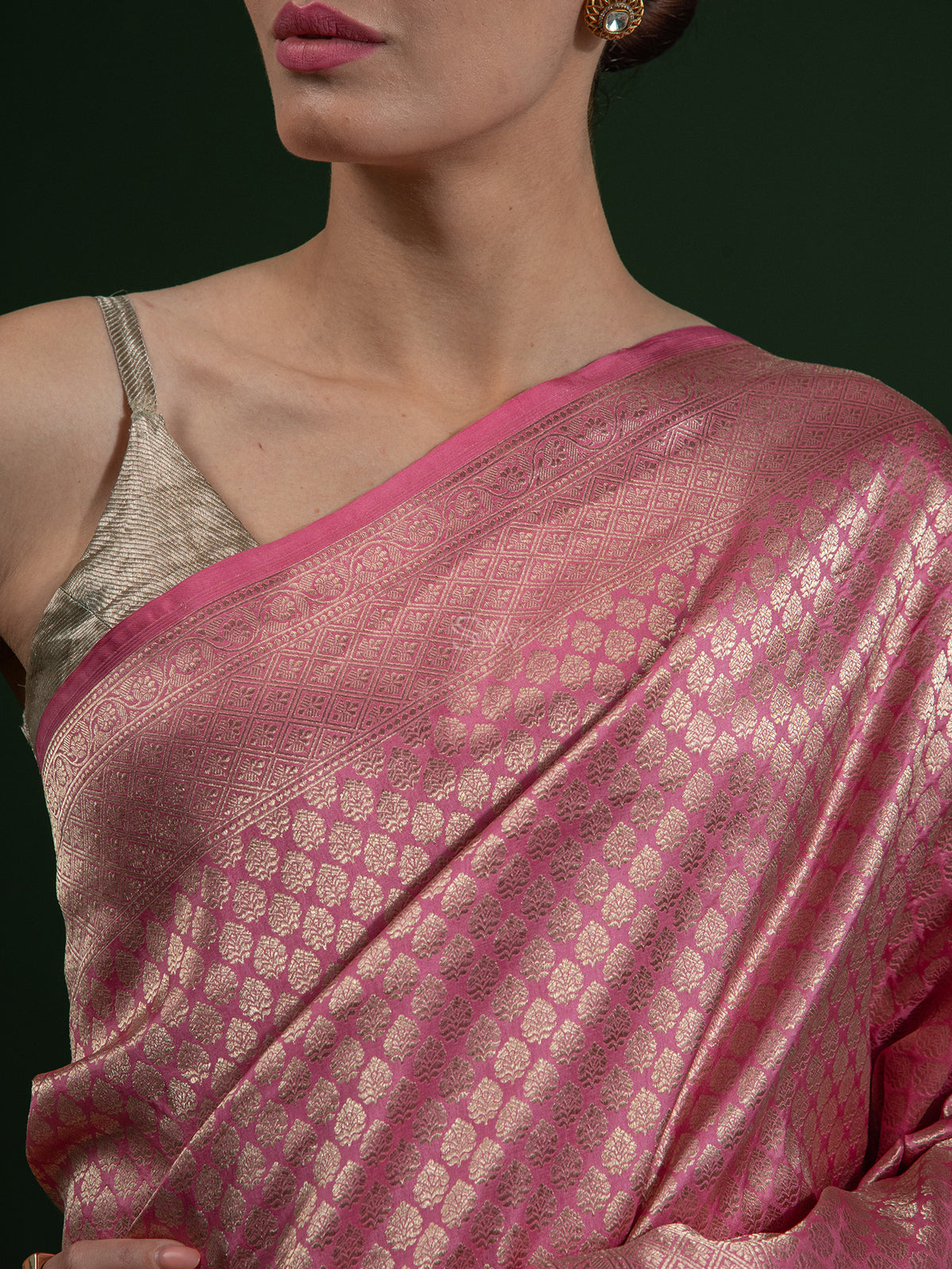 Pink Katan Silk Brocade Handloom Banarasi Saree - Sacred Weaves