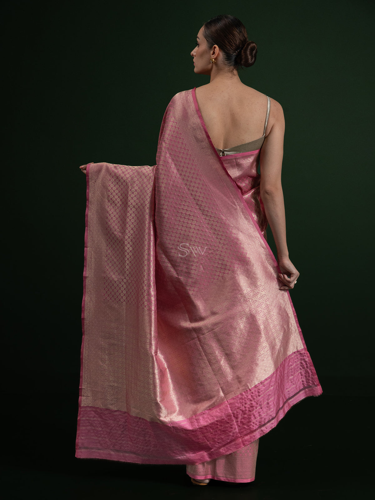 Pink Katan Silk Brocade Handloom Banarasi Saree - Sacred Weaves