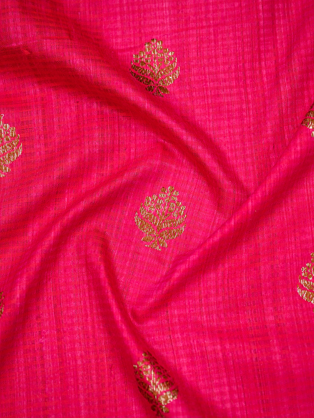 Red Pink Booti Dupion Silk Handloom Banarasi Saree