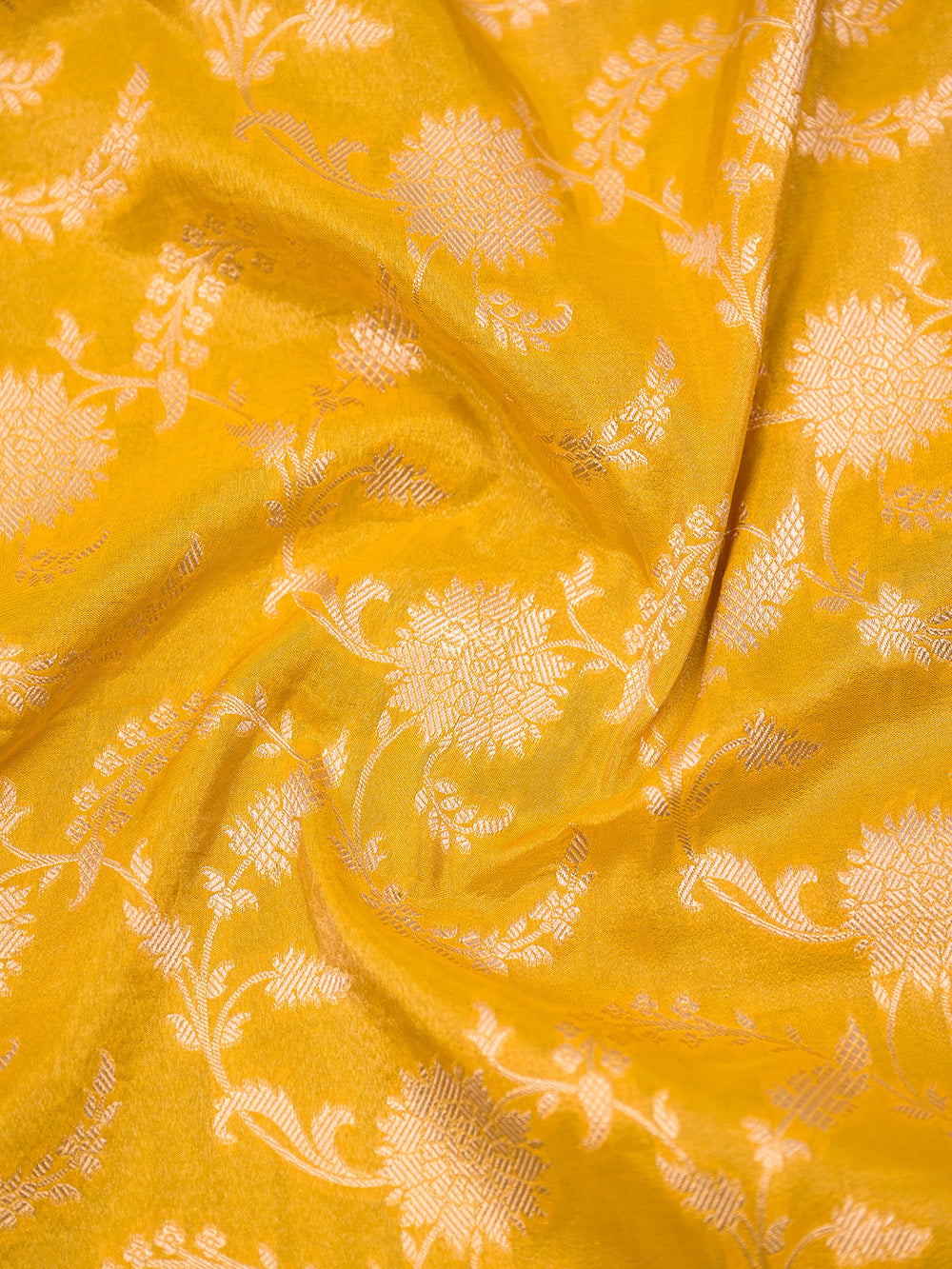 Mustard Katan Tissue Silk Handloom Banarasi Saree