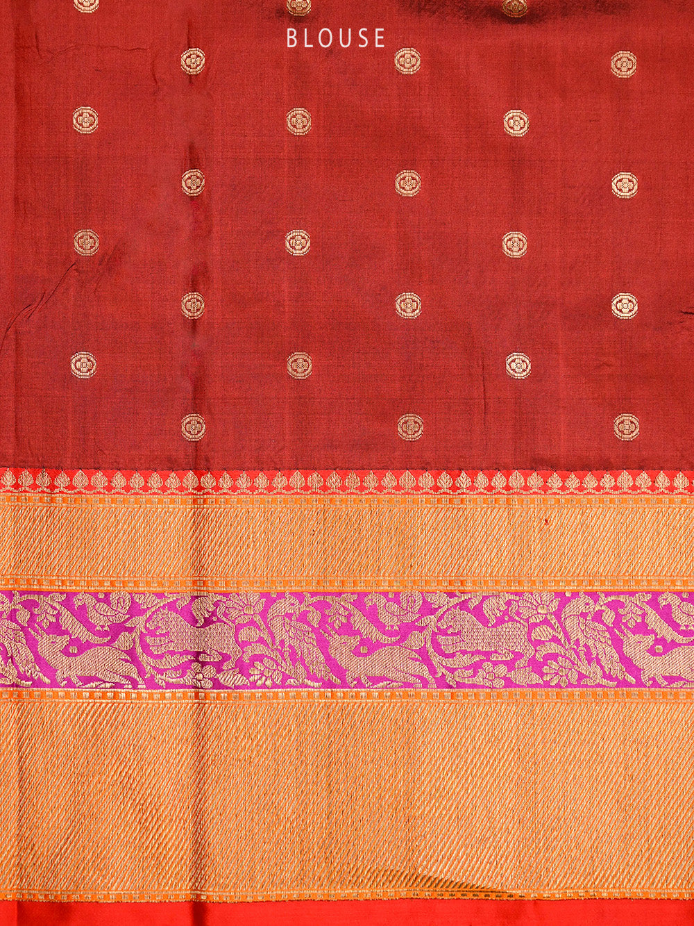 Wine Shikargah Katan Silk Handloom Banarasi Saree - Sacred Weaves