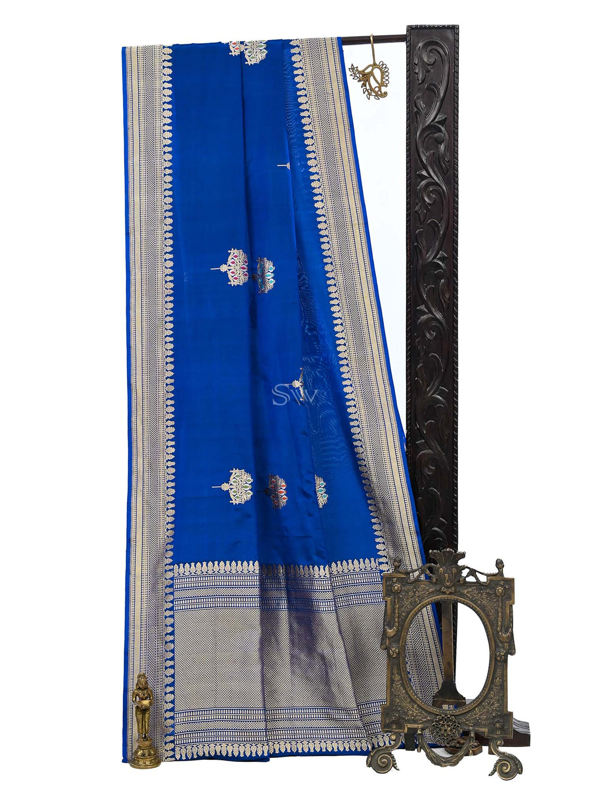 Royal Blue Meenakari Boota Katan Silk Handloom Banarasi Saree