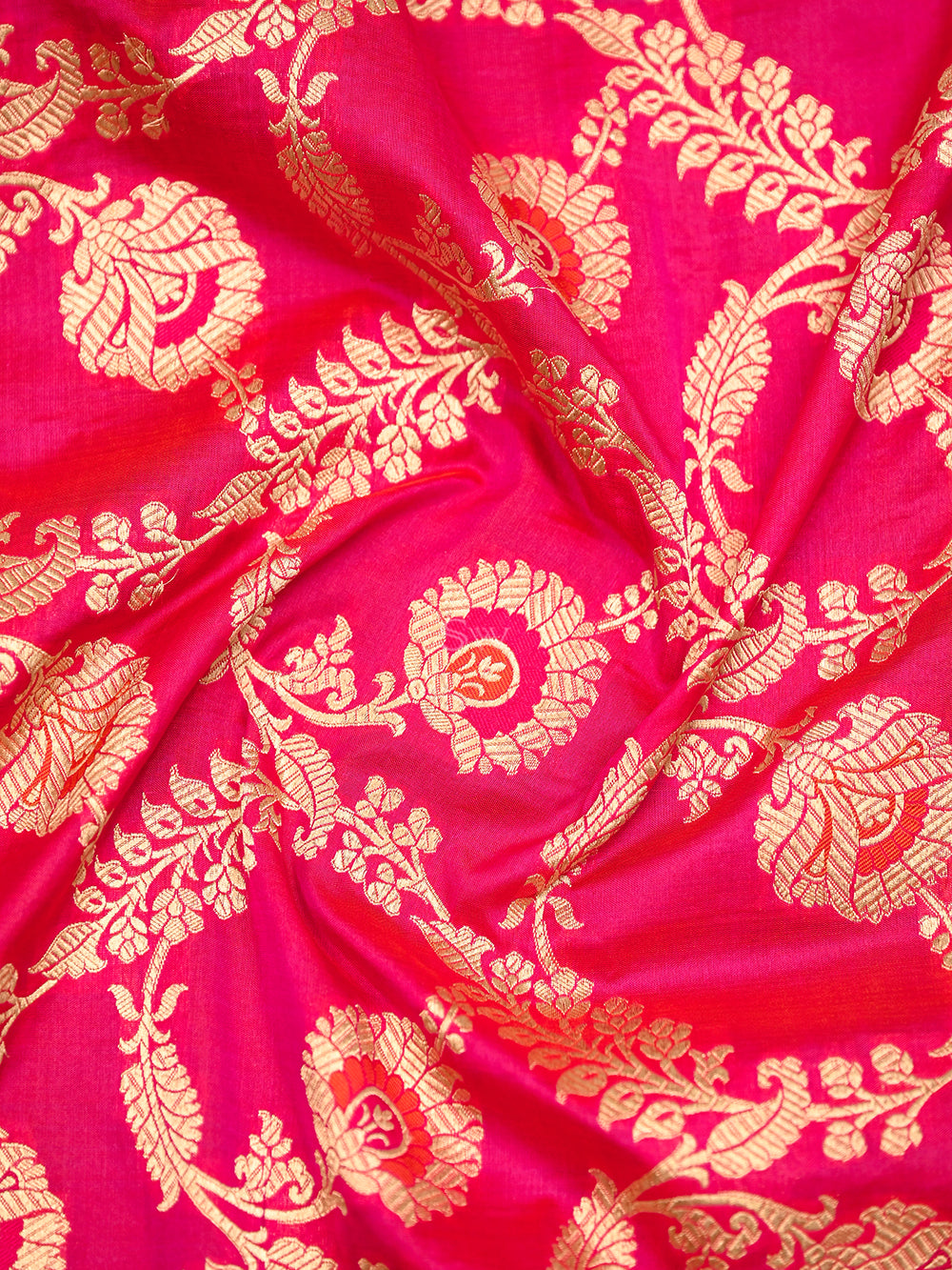 Pink Orange Meenakari Uppada Katan Silk Handloom Banarasi Saree - Sacred Weaves