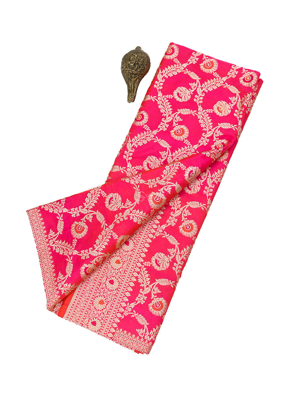 Pink Orange Meenakari Uppada Katan Silk Handloom Banarasi Saree