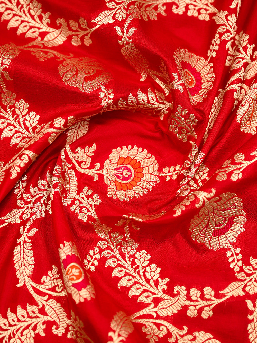 Red Meenakari Uppada Katan Silk Handloom Banarasi Saree - Sacred Weaves