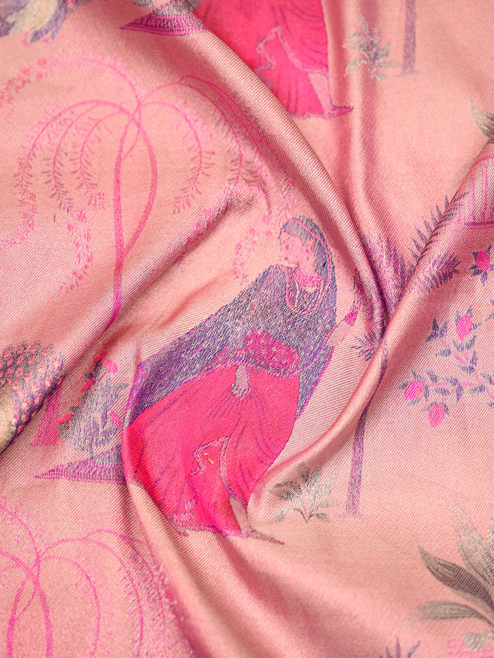 Pastel Pink Tissue Katan Silk Handloom Banarasi Saree - Sacred Weaves