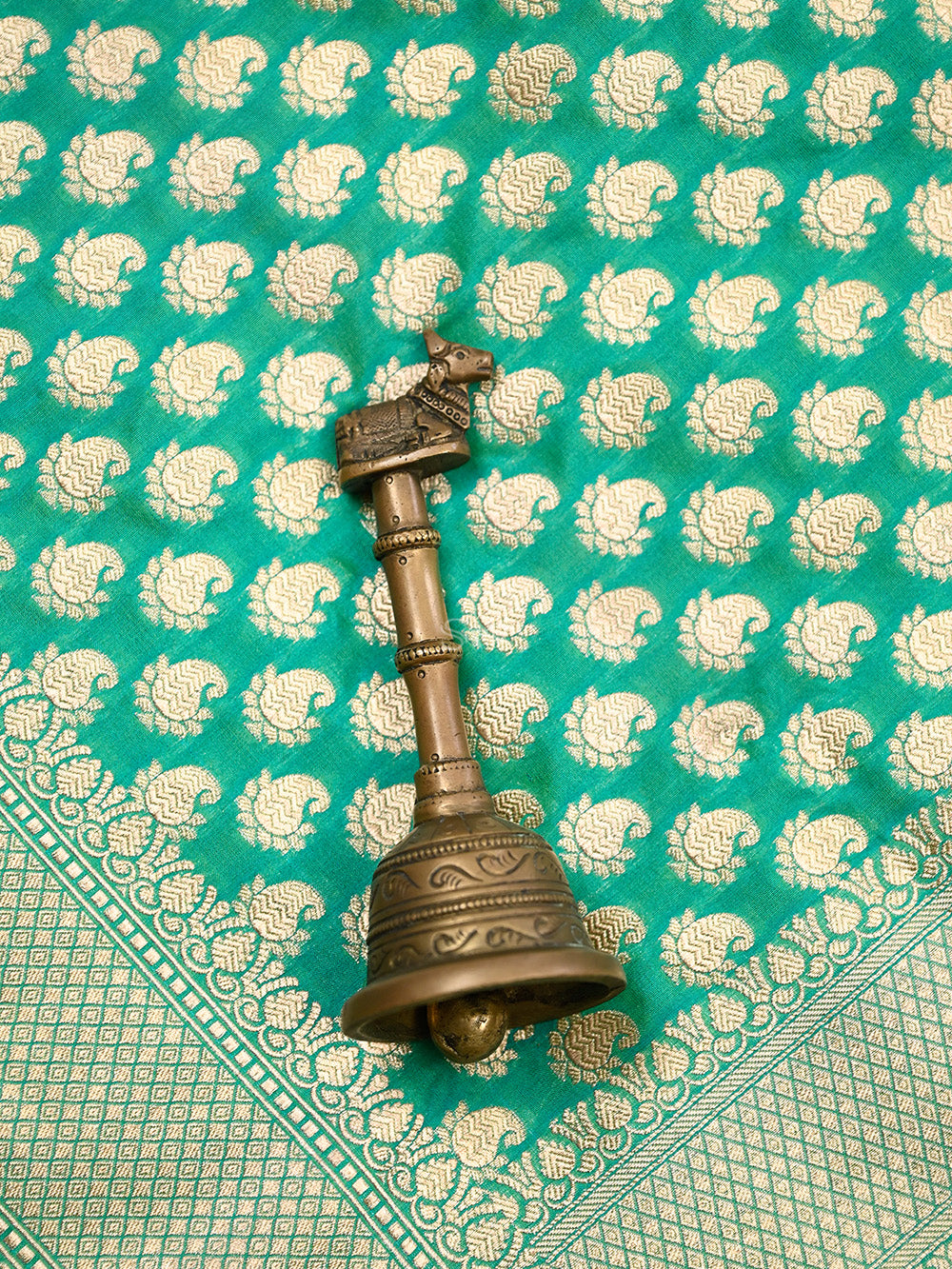 Sea Green Booti Uppada Katan Silk Handloom Banarasi Saree