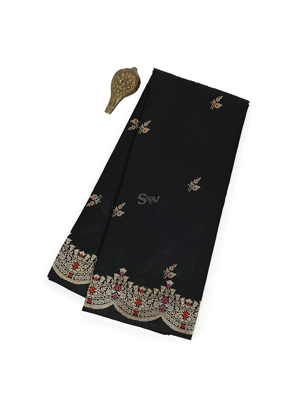 Black Meenakari Booti Katan Silk Handloom Banarasi Saree