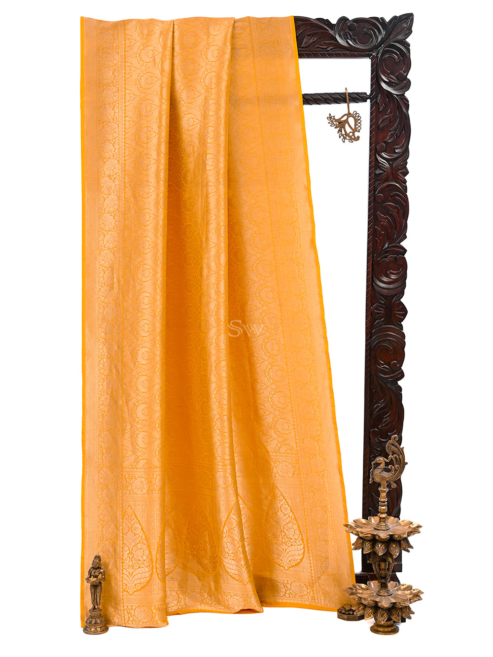 Mustard Katan Silk Brocade Handloom Banarasi Saree