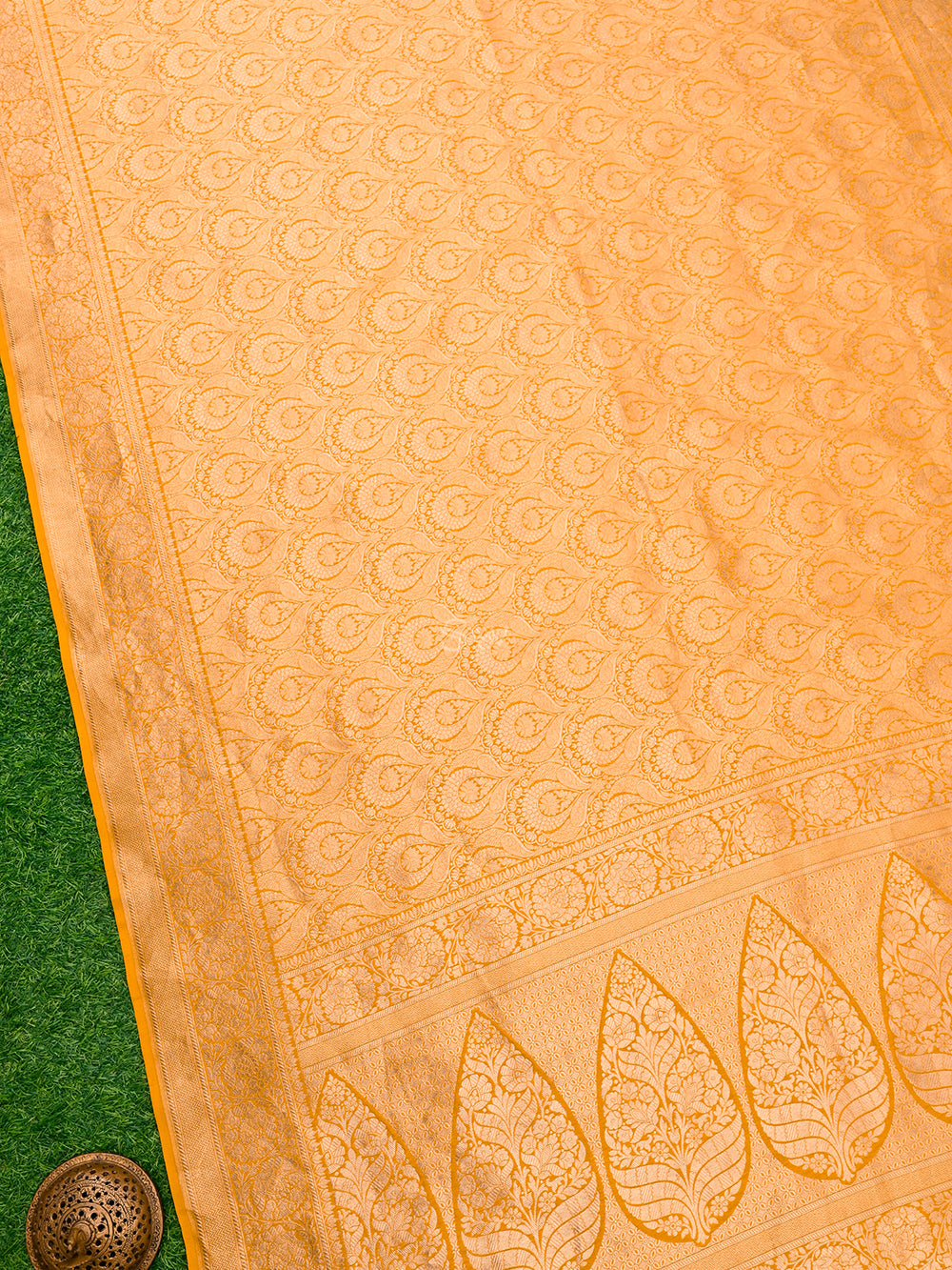 Mustard Katan Silk Brocade Handloom Banarasi Saree