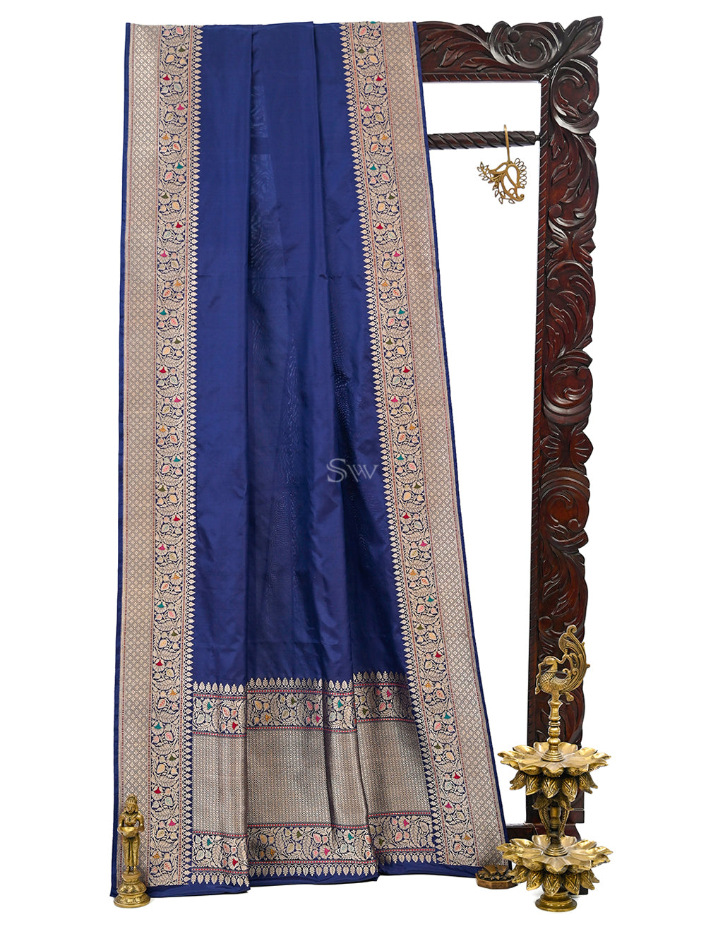 Blue Meenakari Katan Silk Handloom Banarasi Saree