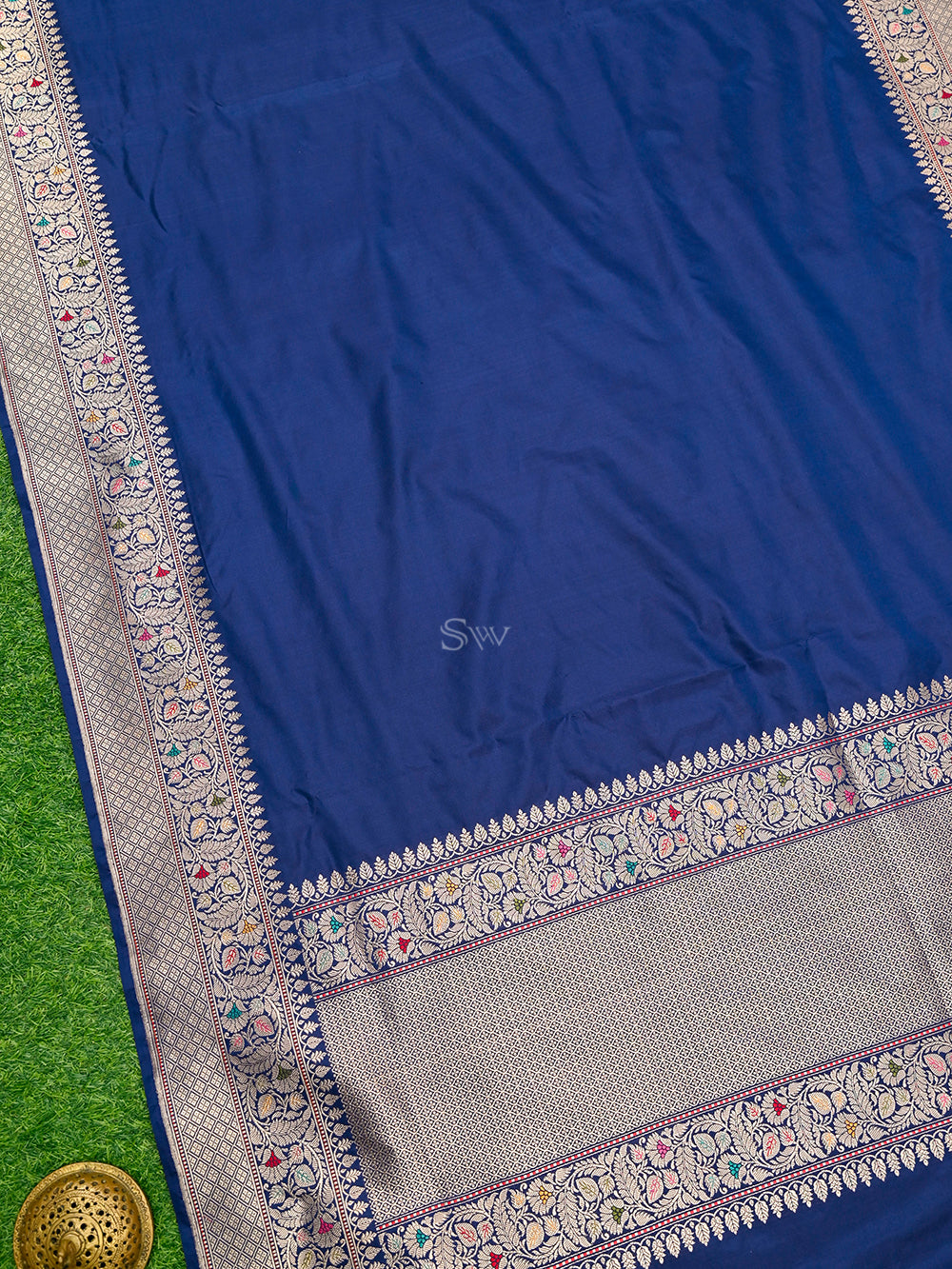 Blue Meenakari Katan Silk Handloom Banarasi Saree