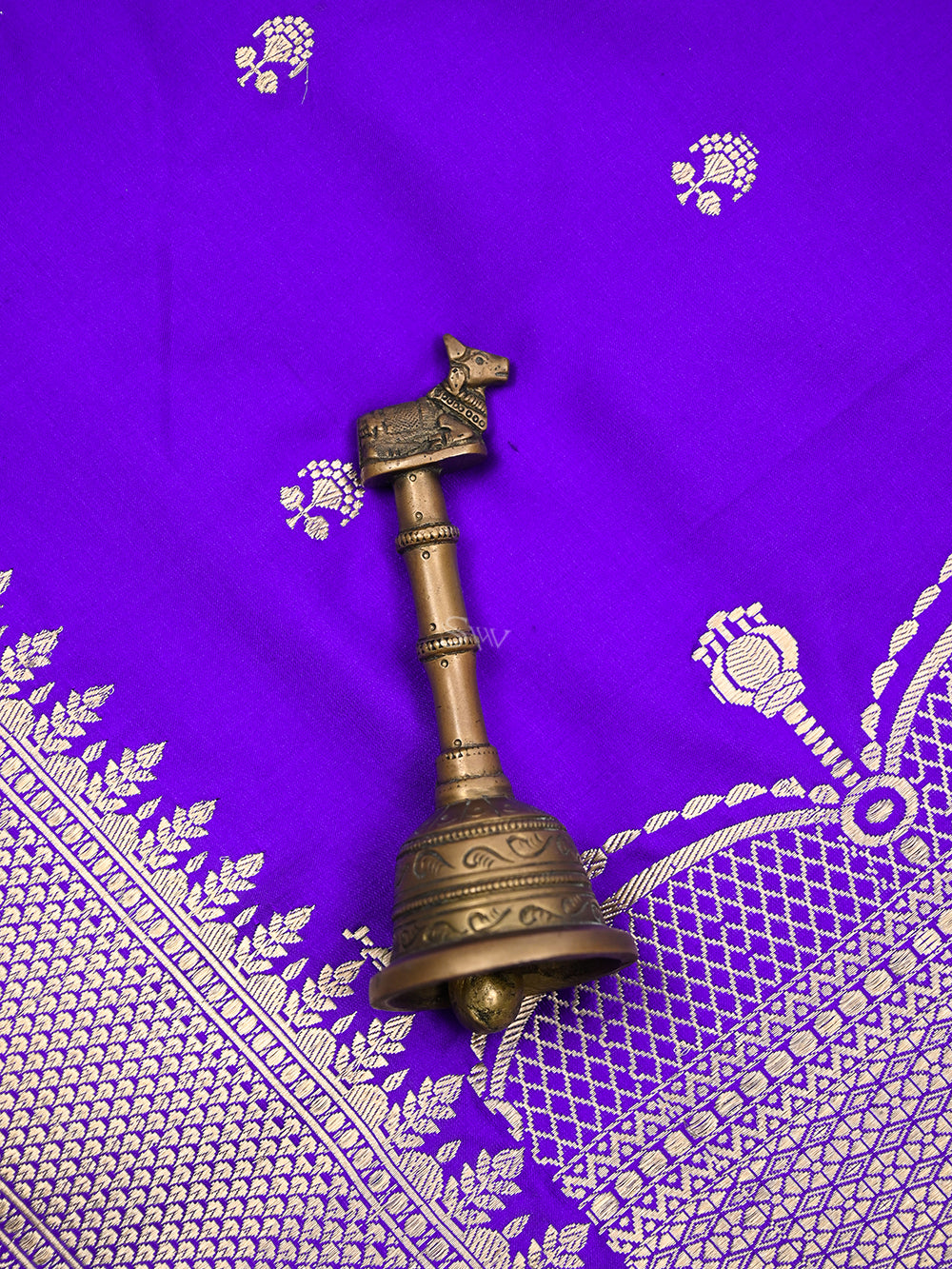 Purple Booti Satin Silk Handloom Banarasi Saree