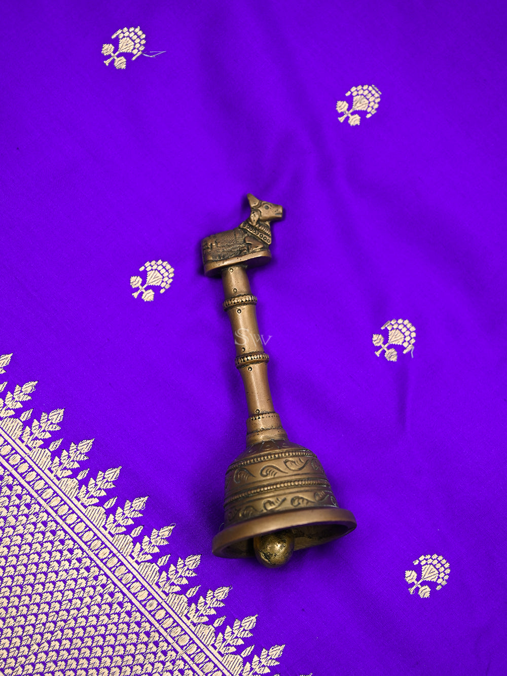 Purple Booti Satin Silk Handloom Banarasi Saree