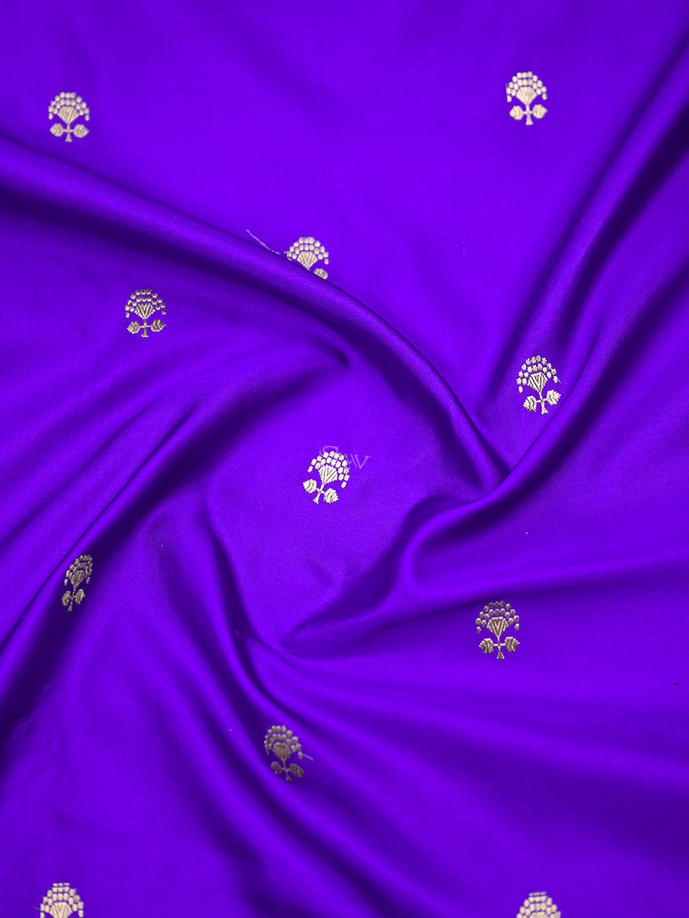 Purple Booti Satin Silk Handloom Banarasi Saree