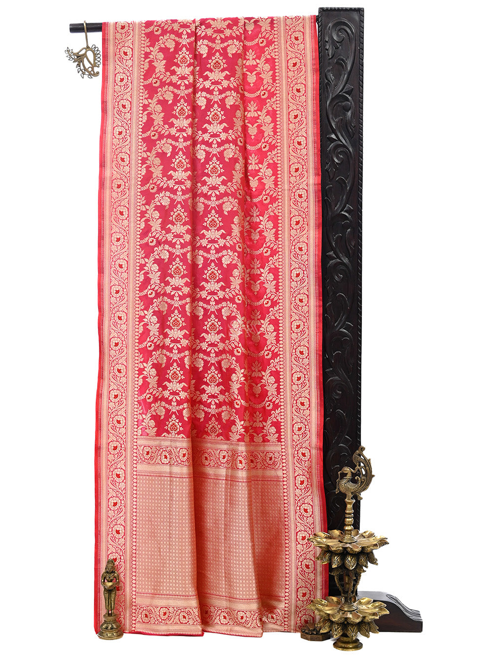 Pink Red Meenakari Uppada Katan Silk Handloom Banarasi Saree