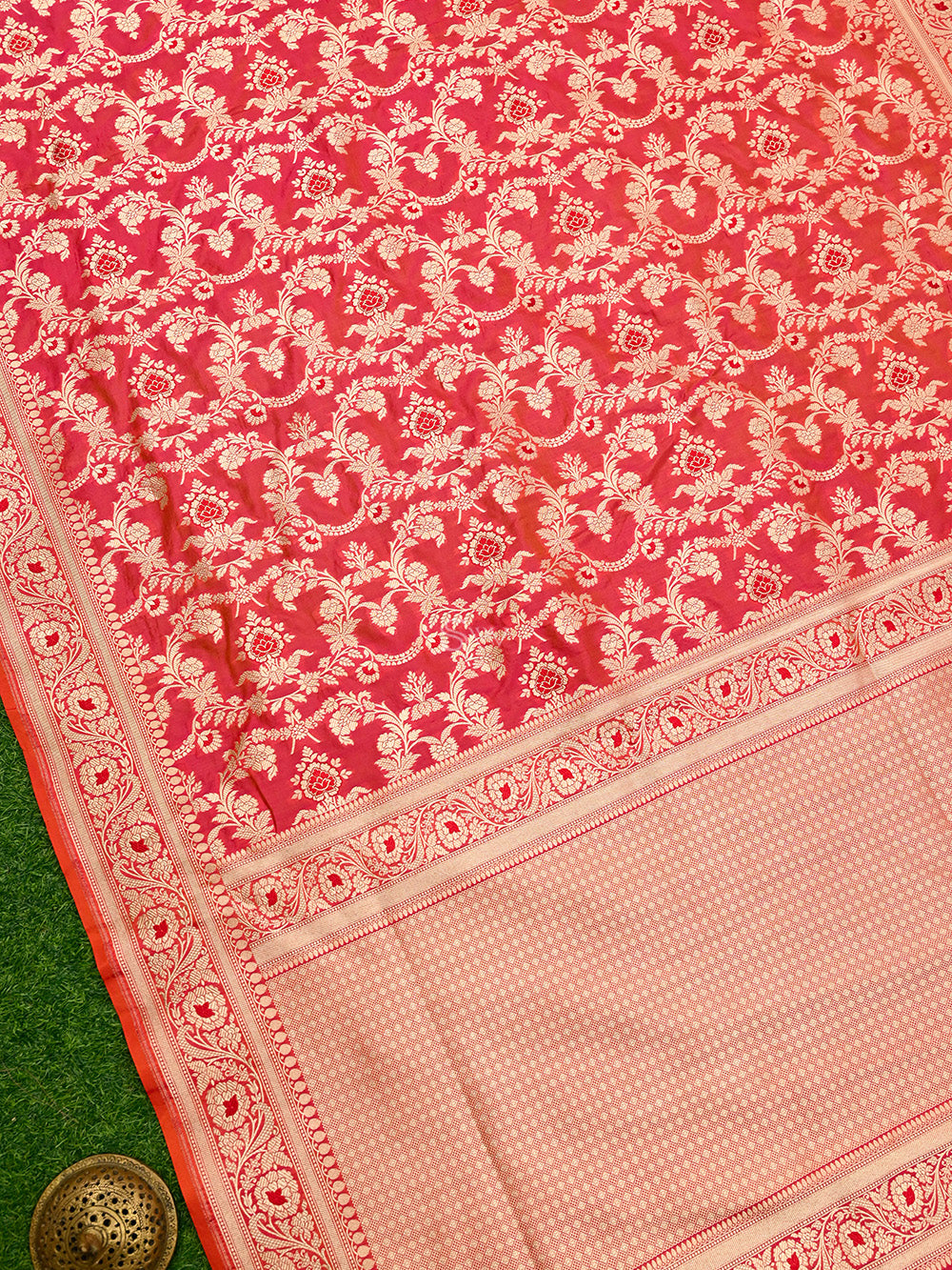 Pink Orange Meenakari Uppada Katan Silk Handloom Banarasi Saree