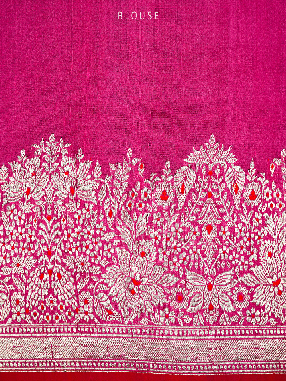 Magenta Meenakari Booti Tussar Silk Handloom Banarasi Saree