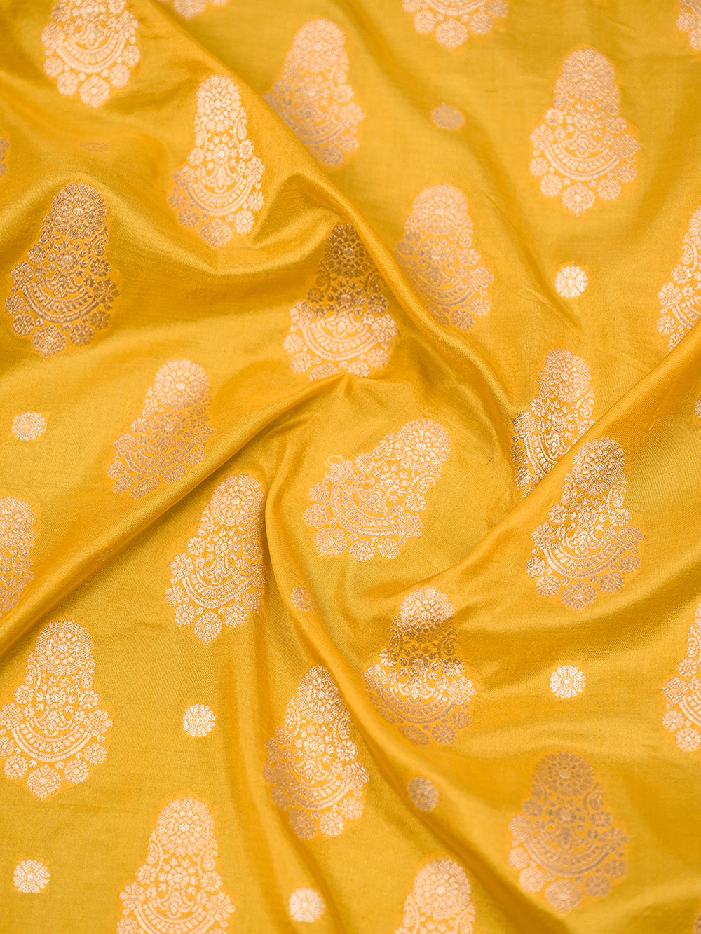 Mustard Uppada Katan Silk Handloom Banarasi Saree