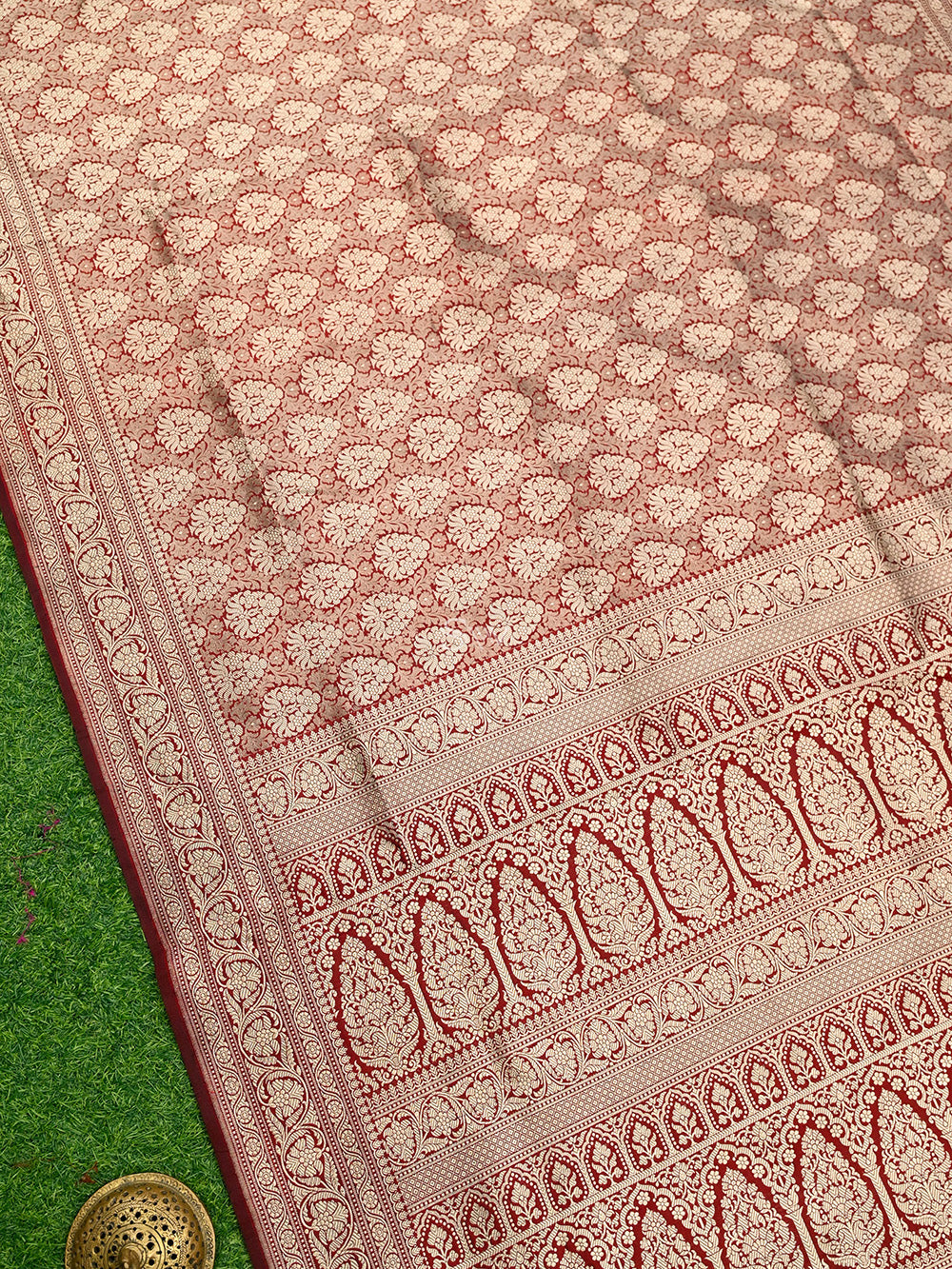 Maroon Katan Silk Brocade Handloom Banarasi Saree