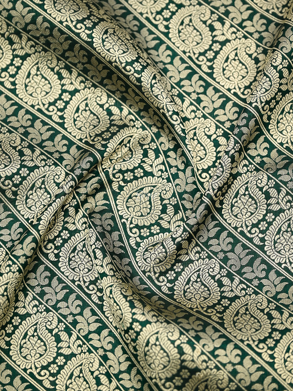 Bottle Green Jaal Katan Silk Handloom Banarasi Saree