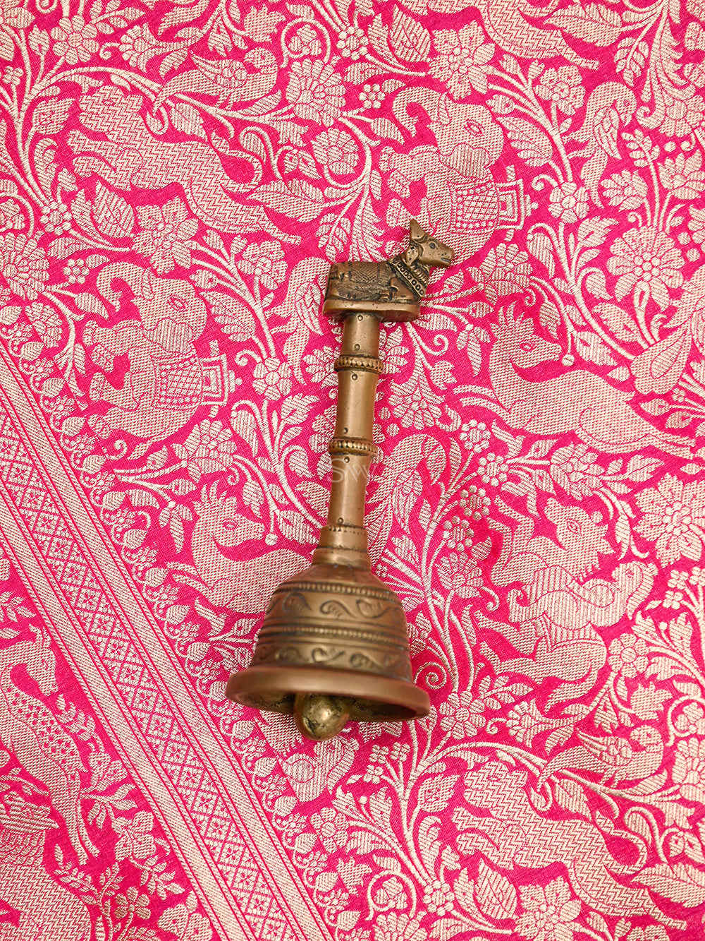 Pink Red Shikargah Brocade Katan Silk Handloom Banarasi Saree