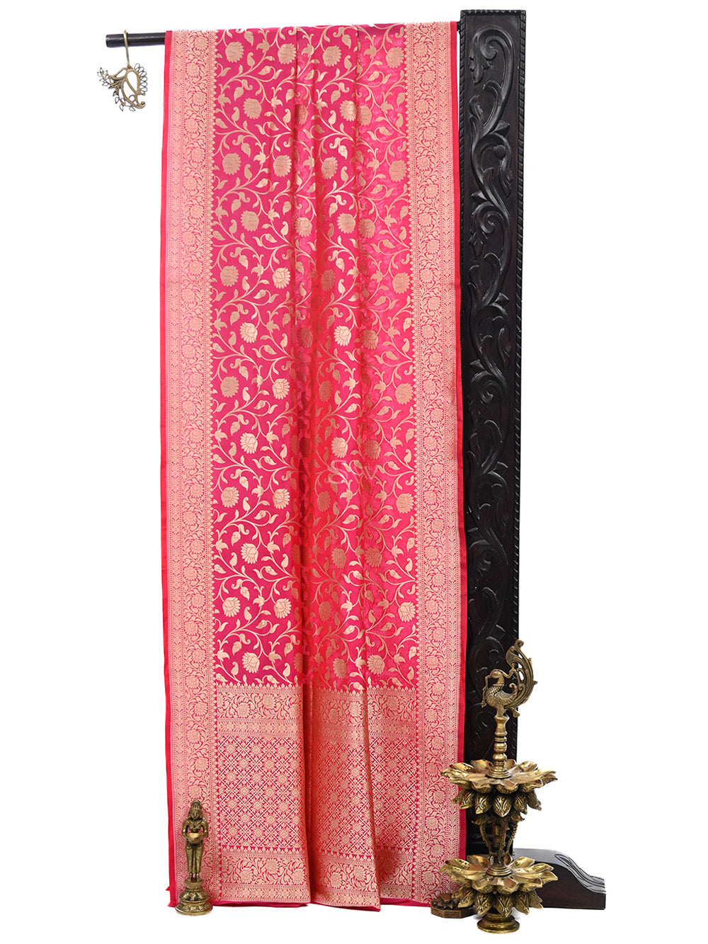 Pink Red Uppada Katan Silk Handloom Banarasi Saree