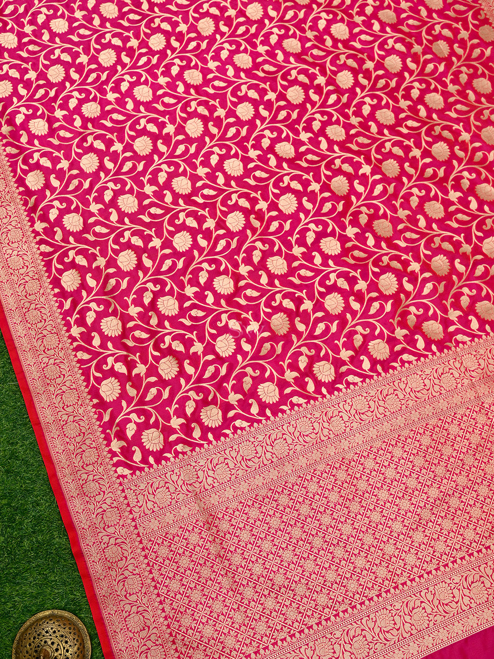 Pink Red Uppada Katan Silk Handloom Banarasi Saree