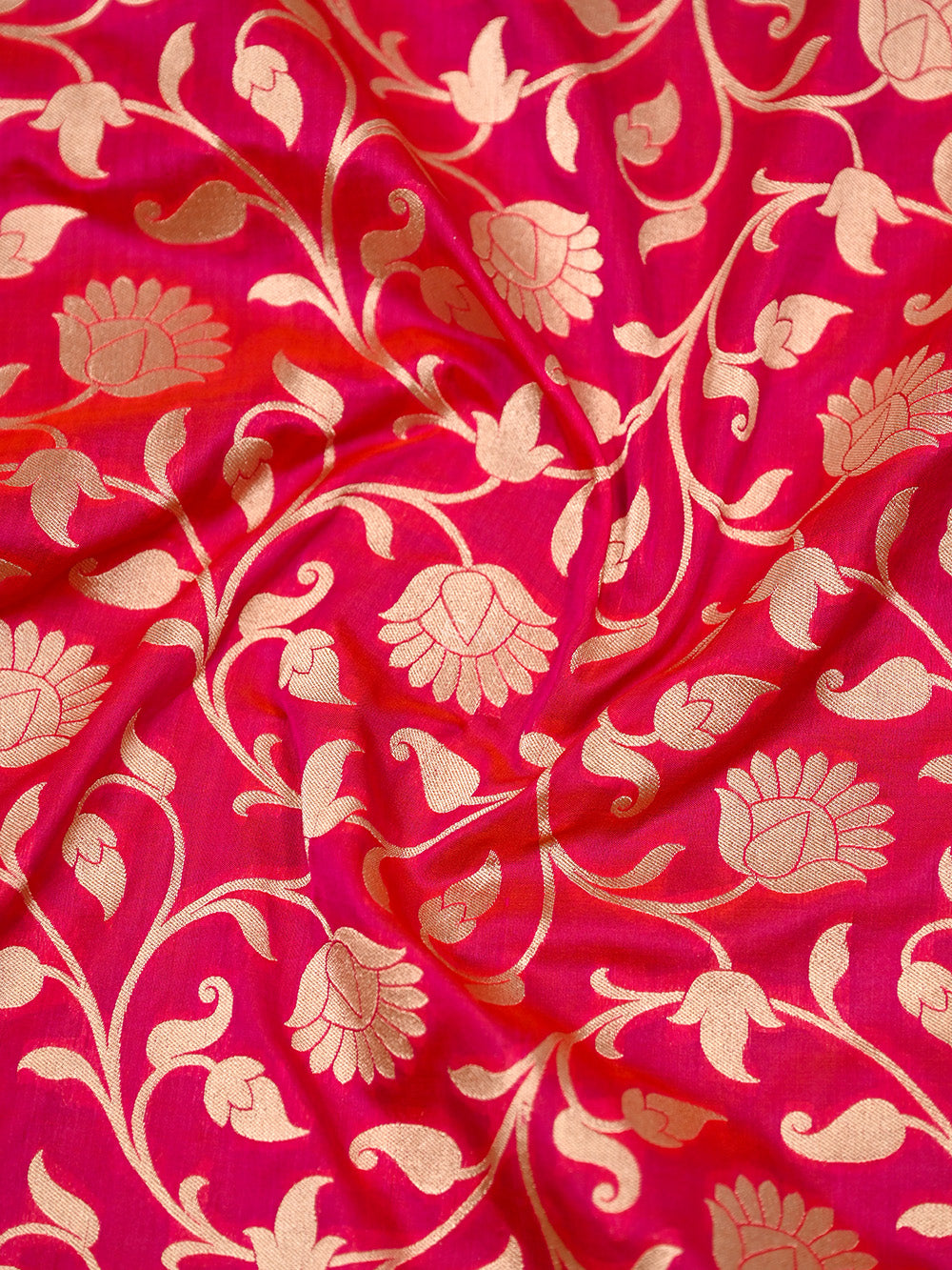 Pink Red Uppada Katan Silk Handloom Banarasi Saree